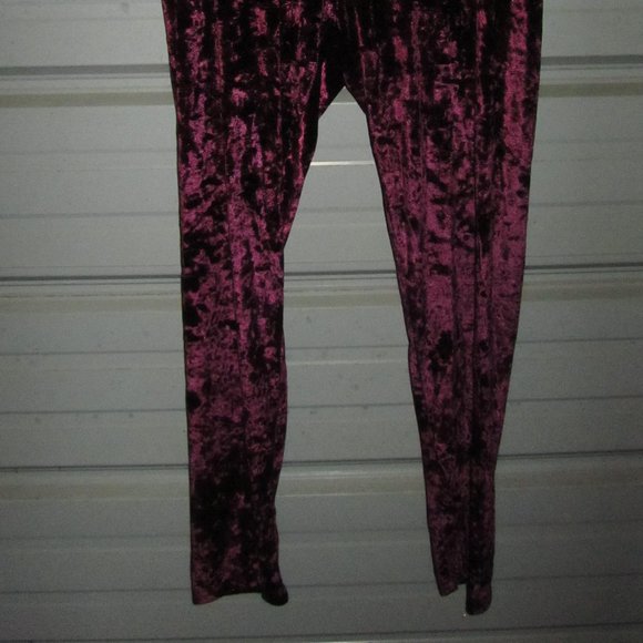 3X Plus Size Velvet Leggings New High Waist Womens Pants Red Color - Picture 4 of 4